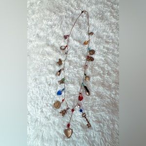 Vintage Charm Necklace - Assorted Charms - moon charm heart charm